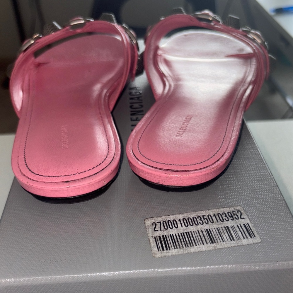 Balenciaga cagole💕💕💕 Pink Leather Slide Sandals sz 39 - Picture 5 of 9